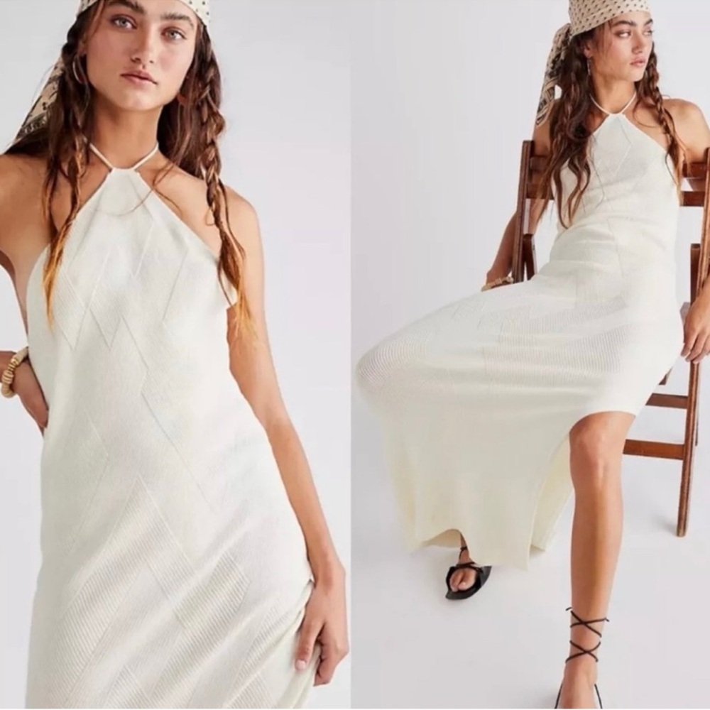 FREE PEOPLE Beach Ivory Kristi Midi Sweater Dress SZ: L - Picture 4 of 5